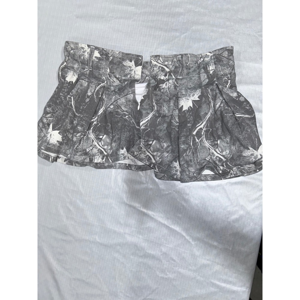 Blue Asphalt‎ Gray Camo Leaf Print Pleated Mini Skort Size L
